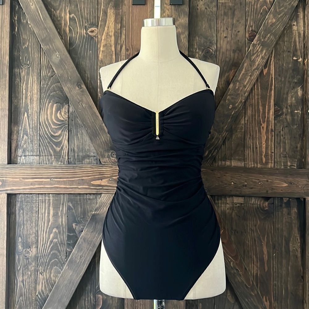 Calvin Klein black halter back tie swimsuit Sz-10